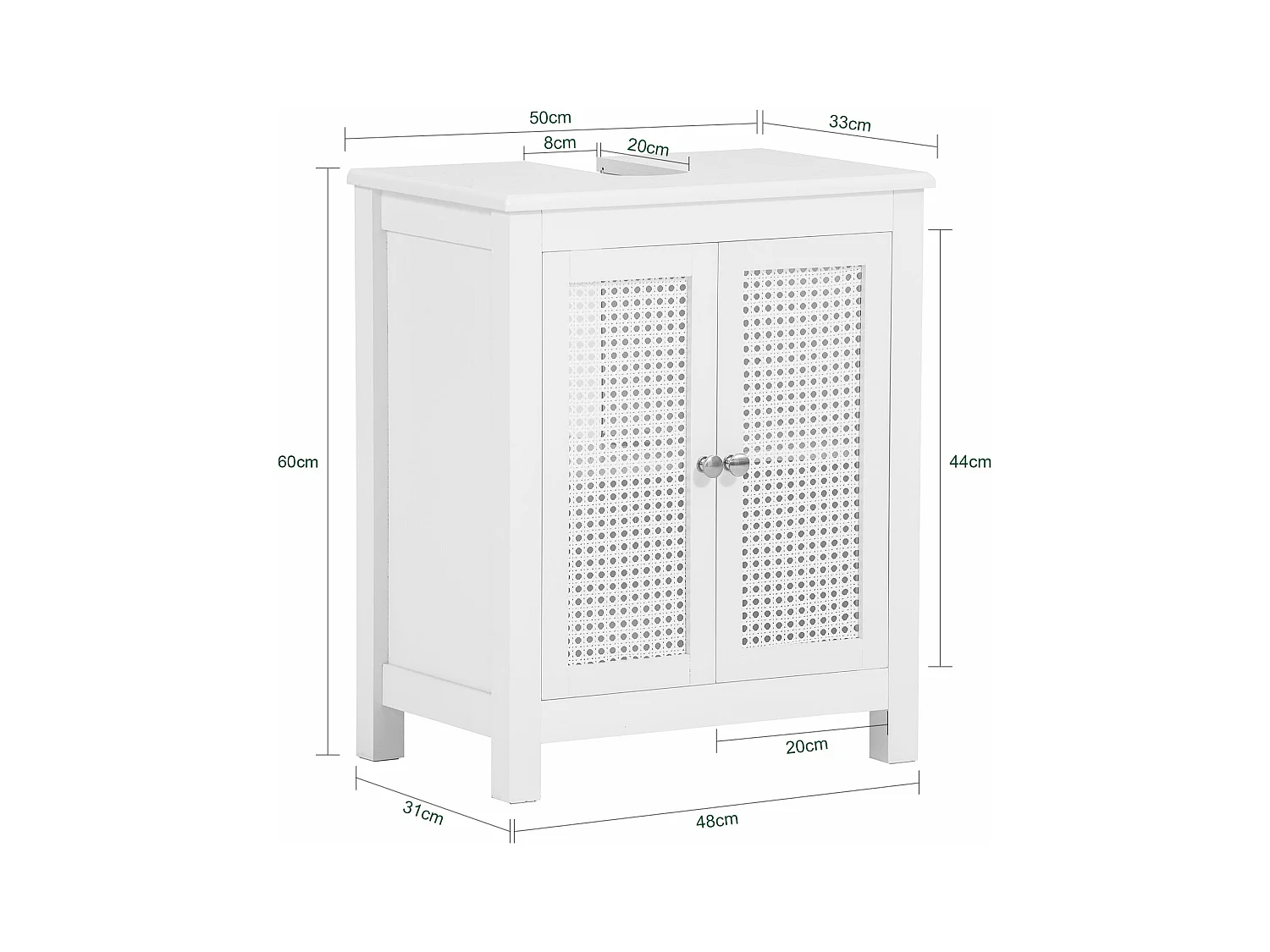 Meuble Sous-lavabo Meuble Sous-vasque À 2 Étages Et 2 Portes Meuble De Salle De Bain, BZr35-w