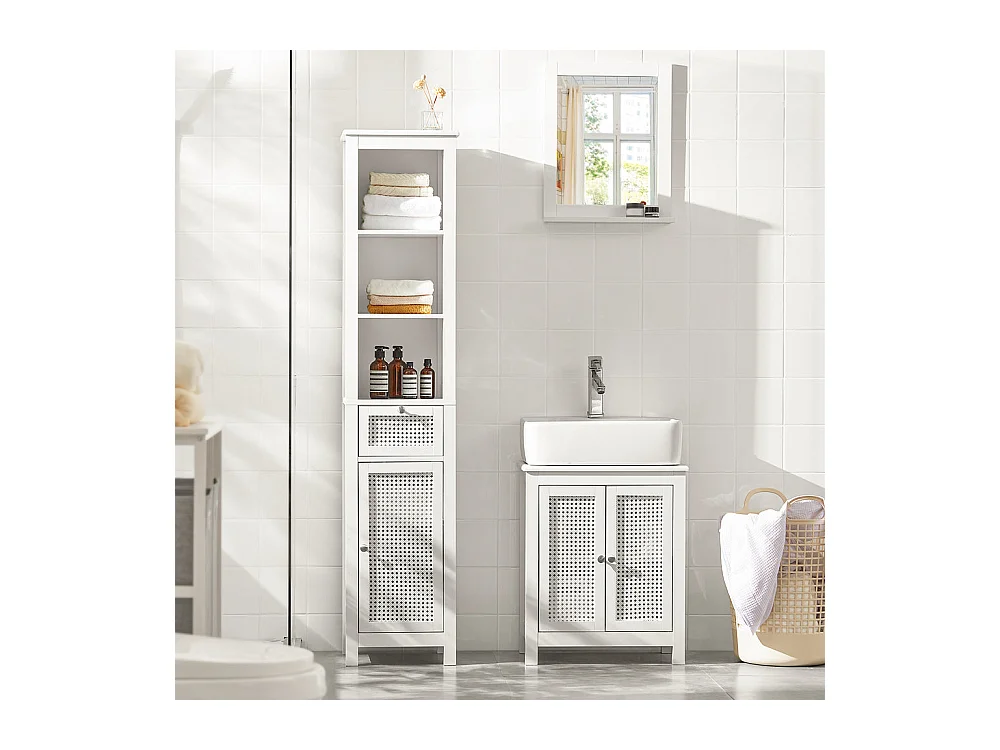 Meuble Sous-lavabo Meuble Sous-vasque À 2 Étages Et 2 Portes Meuble De Salle De Bain, BZr35-w