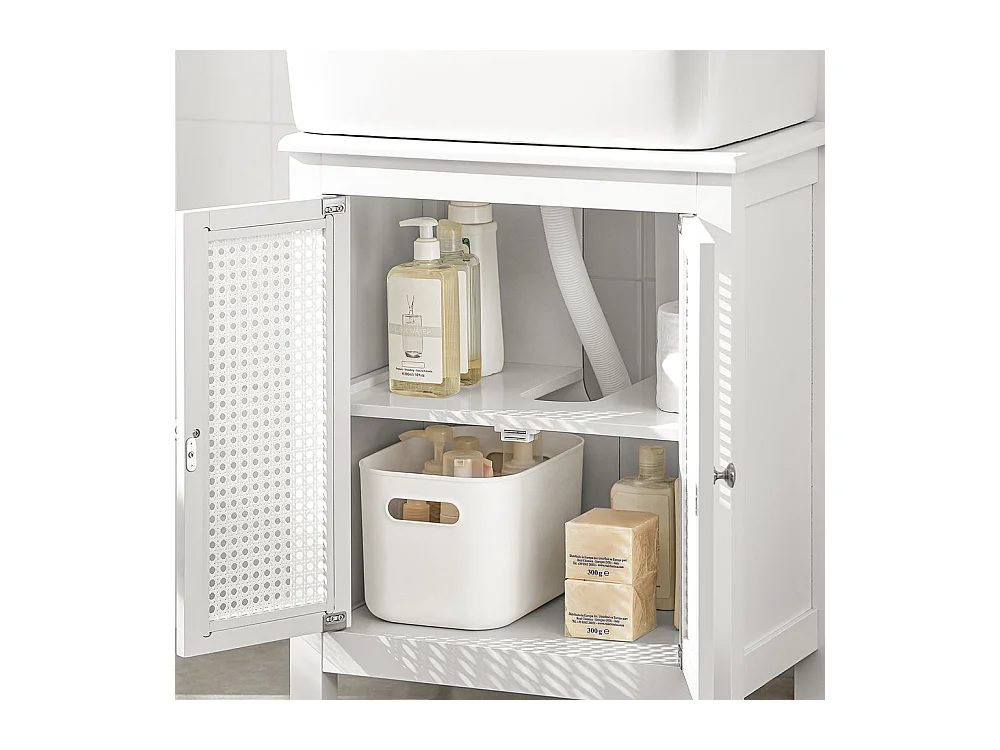 Meuble Sous-lavabo Meuble Sous-vasque À 2 Étages Et 2 Portes Meuble De Salle De Bain, BZr35-w