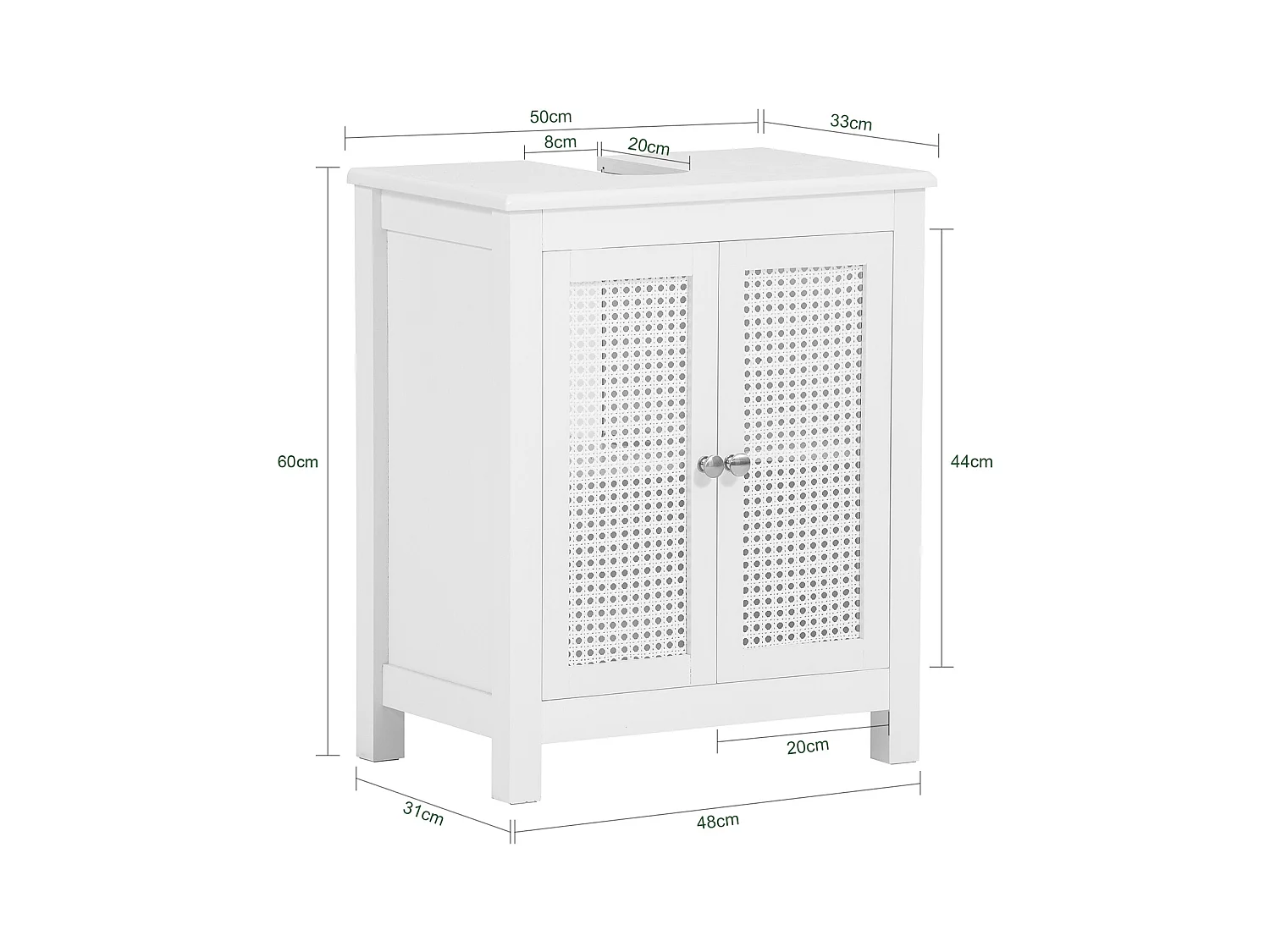Meuble Sous-lavabo Meuble Sous-vasque À 2 Étages Et 2 Portes Meuble De Salle De Bain, BZr35-w