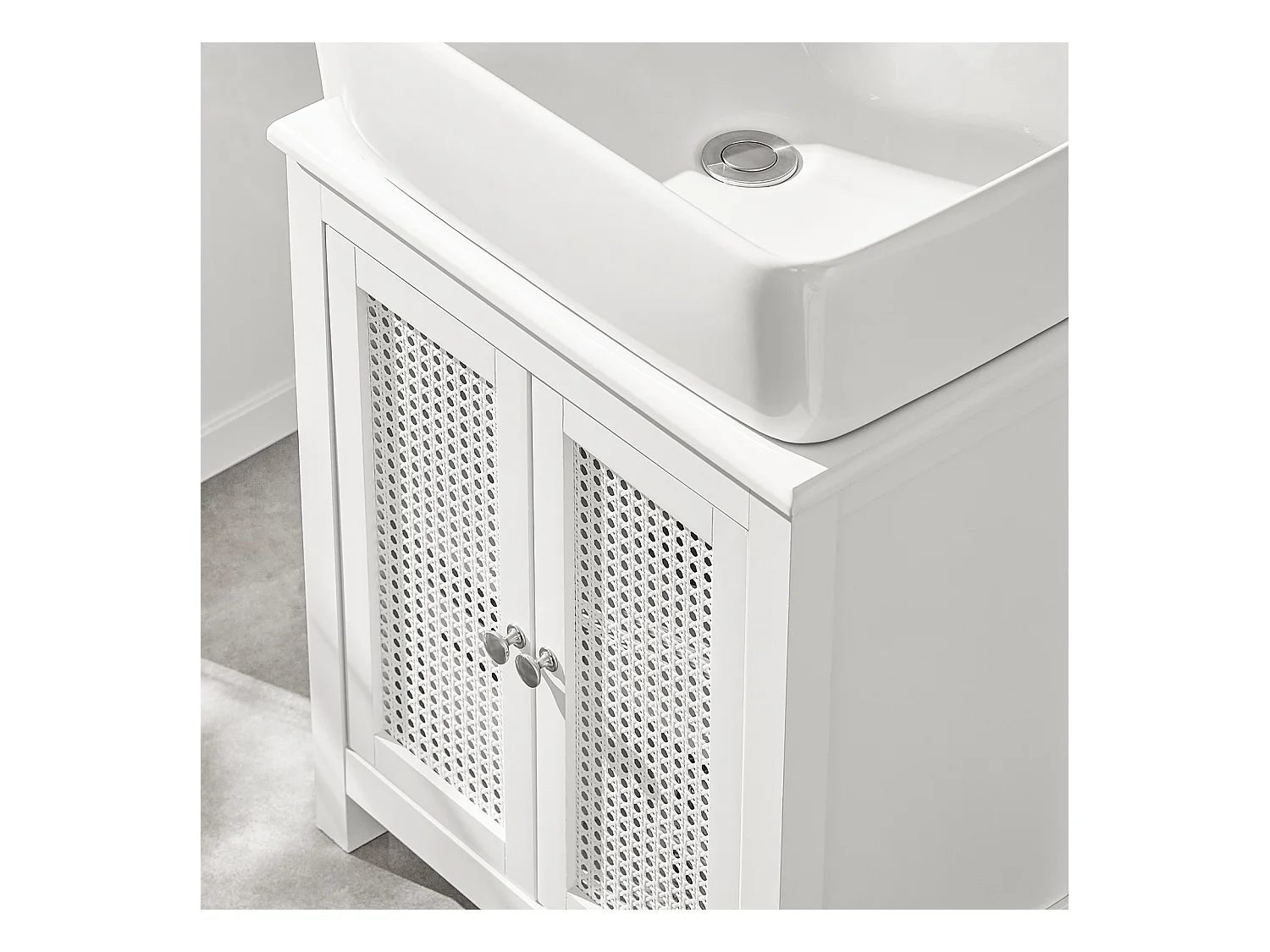 Meuble Sous-lavabo Meuble Sous-vasque À 2 Étages Et 2 Portes Meuble De Salle De Bain, BZr35-w