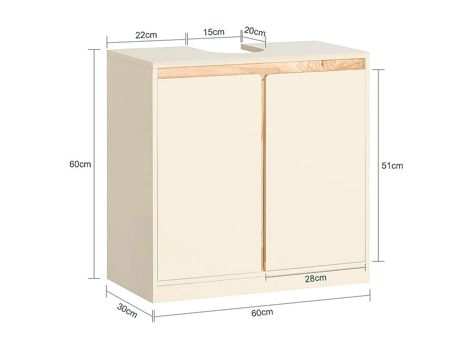 Waschbeckenunterschrank BZR78-MI 60 x 60 x 30 cm Beige