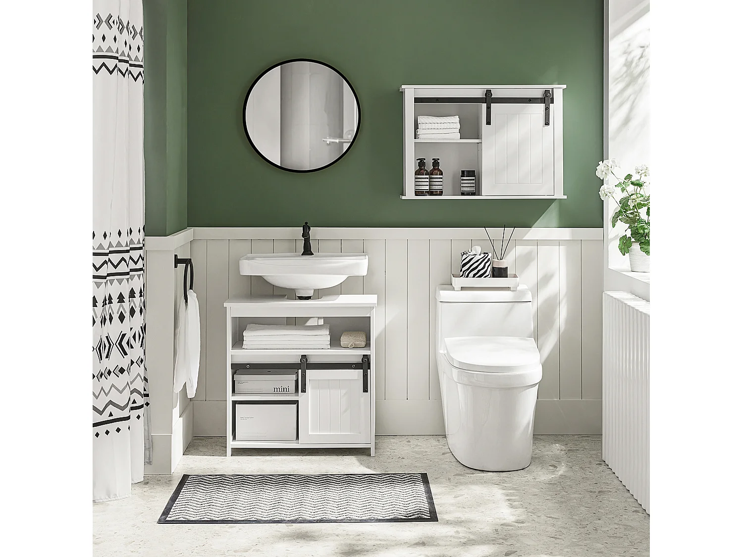 SoBuy armário de banheiro, Armário de banheiro sob a pia, Armário de lavagem BZR61-W