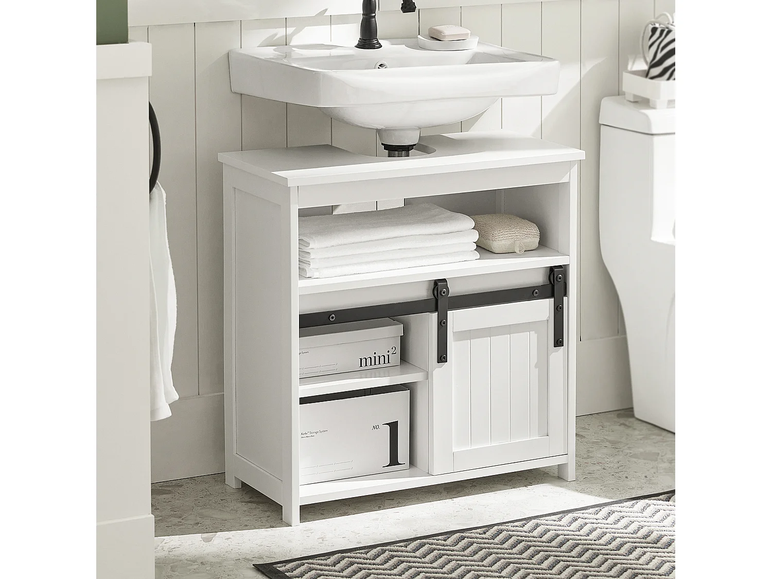 SoBuy armário de banheiro, Armário de banheiro sob a pia, Armário de lavagem BZR61-W