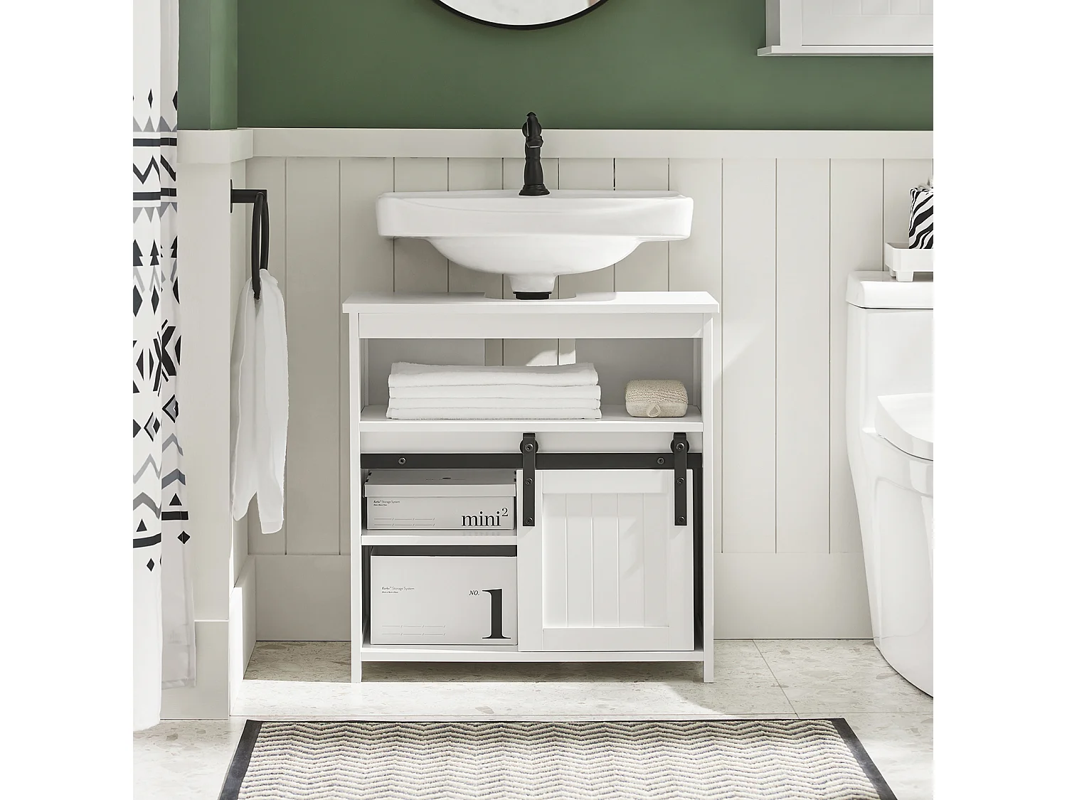 SoBuy armário de banheiro, Armário de banheiro sob a pia, Armário de lavagem BZR61-W