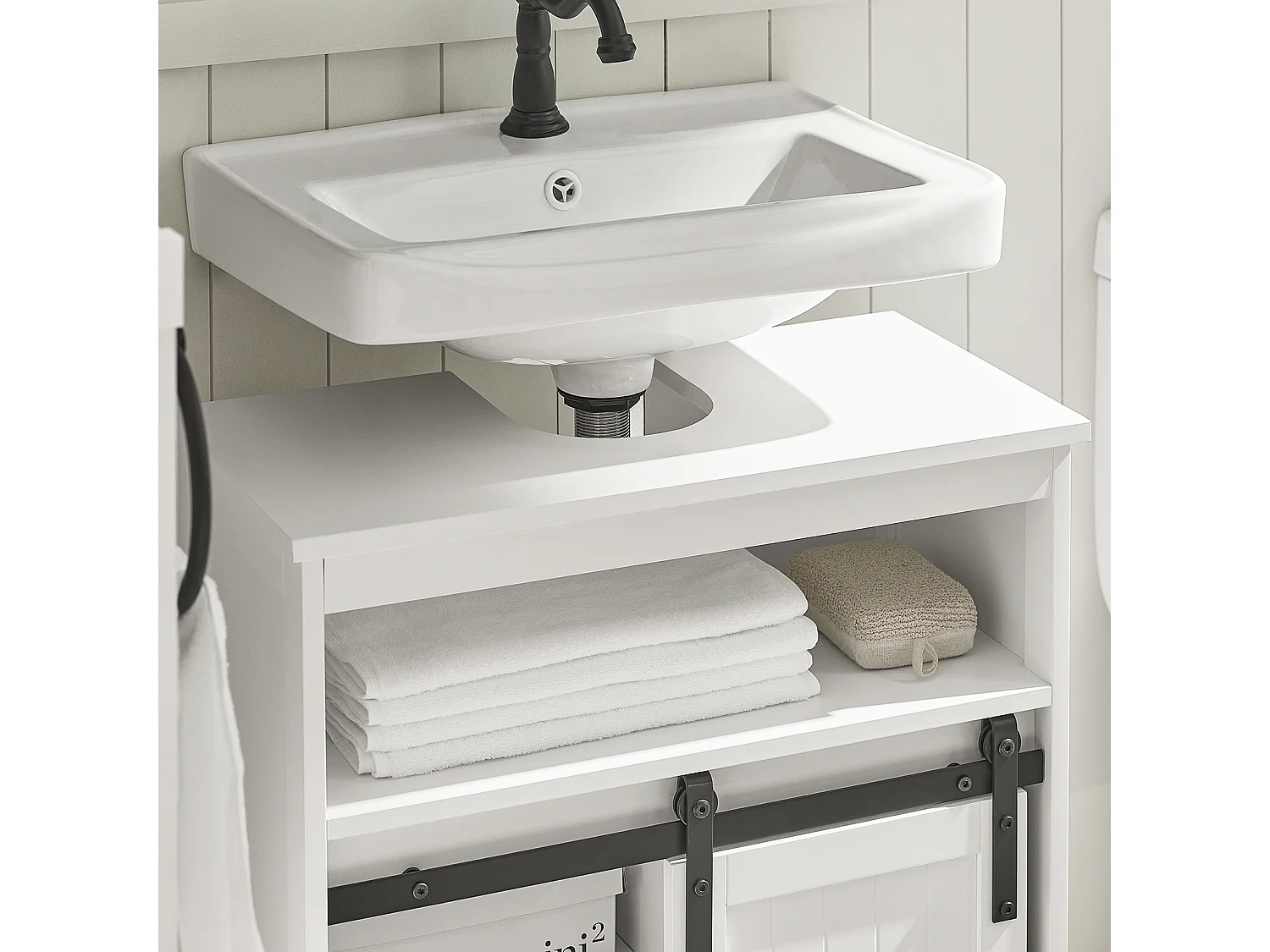 SoBuy armário de banheiro, Armário de banheiro sob a pia, Armário de lavagem BZR61-W