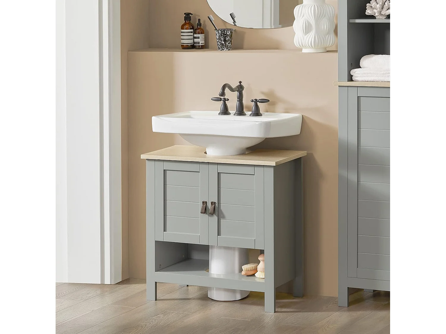 Meuble Sous Lavabo Meuble Sous Vasque Housse Colonne Lavabo 60x30x60 Cm, BZr69-ii-hg