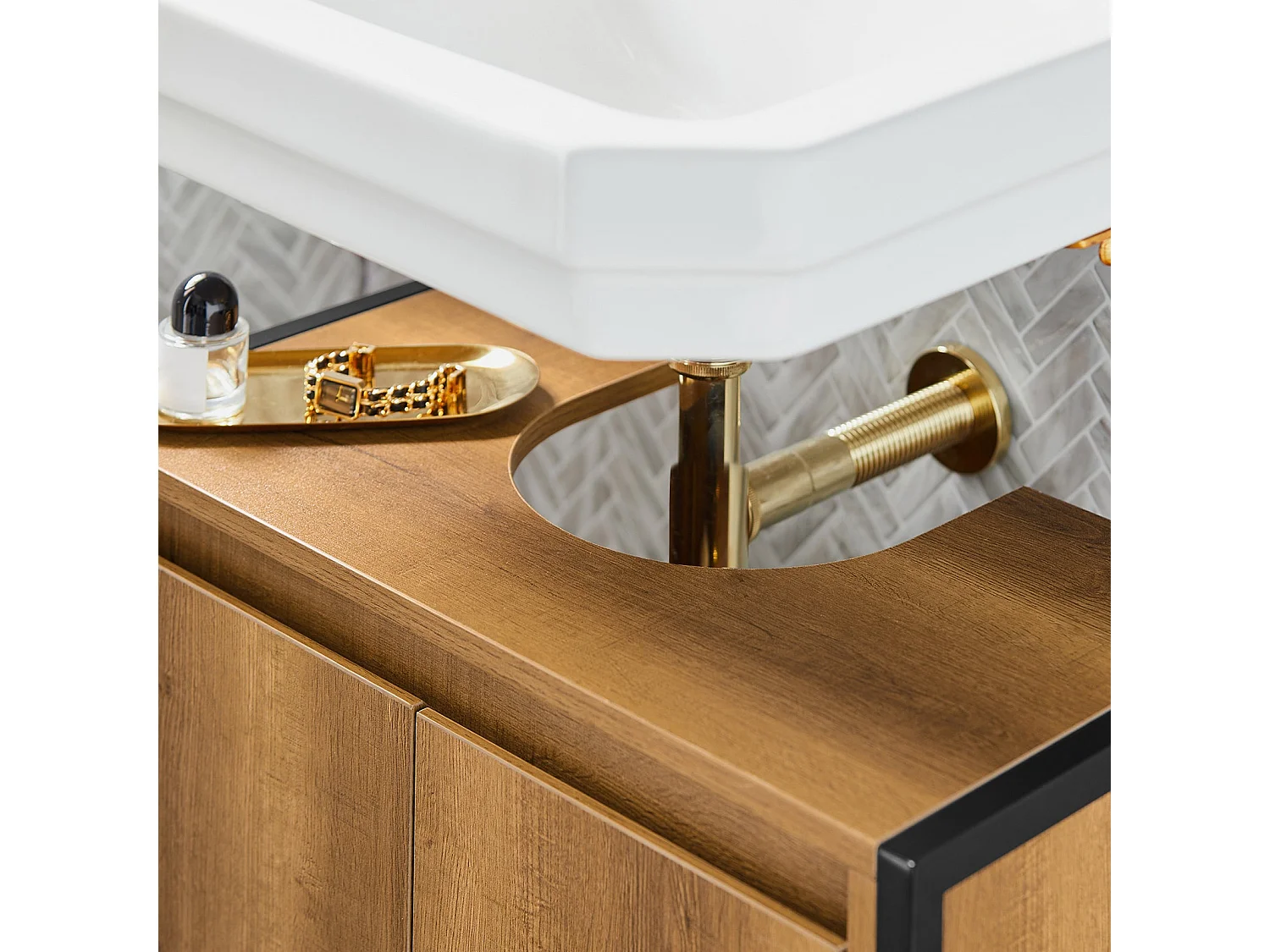 Mueble para Debajo del Lavabo Armario de Baño de Suelo 1 Estante y 2 Puertas 60 x 30 x 60 cm BZR63-PF SoBuy ES