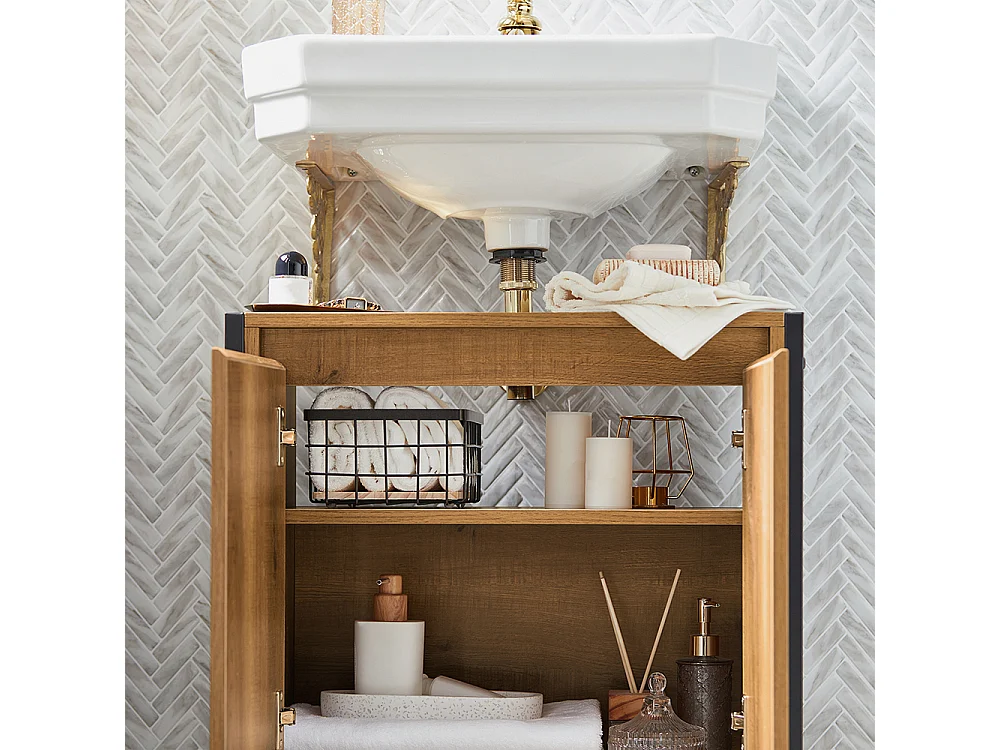 Mueble para Debajo del Lavabo Armario de Baño de Suelo 1 Estante y 2 Puertas 60 x 30 x 60 cm BZR63-PF SoBuy ES