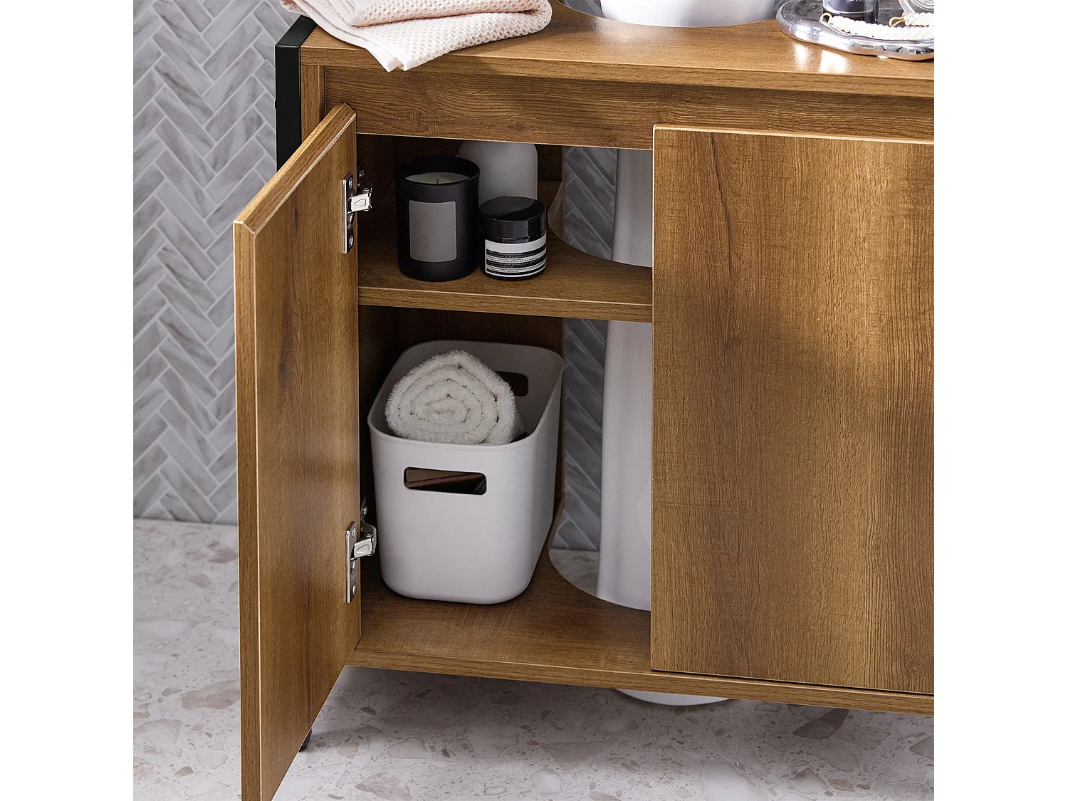 Mueble para Debajo del Lavabo Armario de Baño de Suelo 1 Estante y 2 Puertas 60 x 30 x 60 cm  BZR63-II-PF SoBuy ES