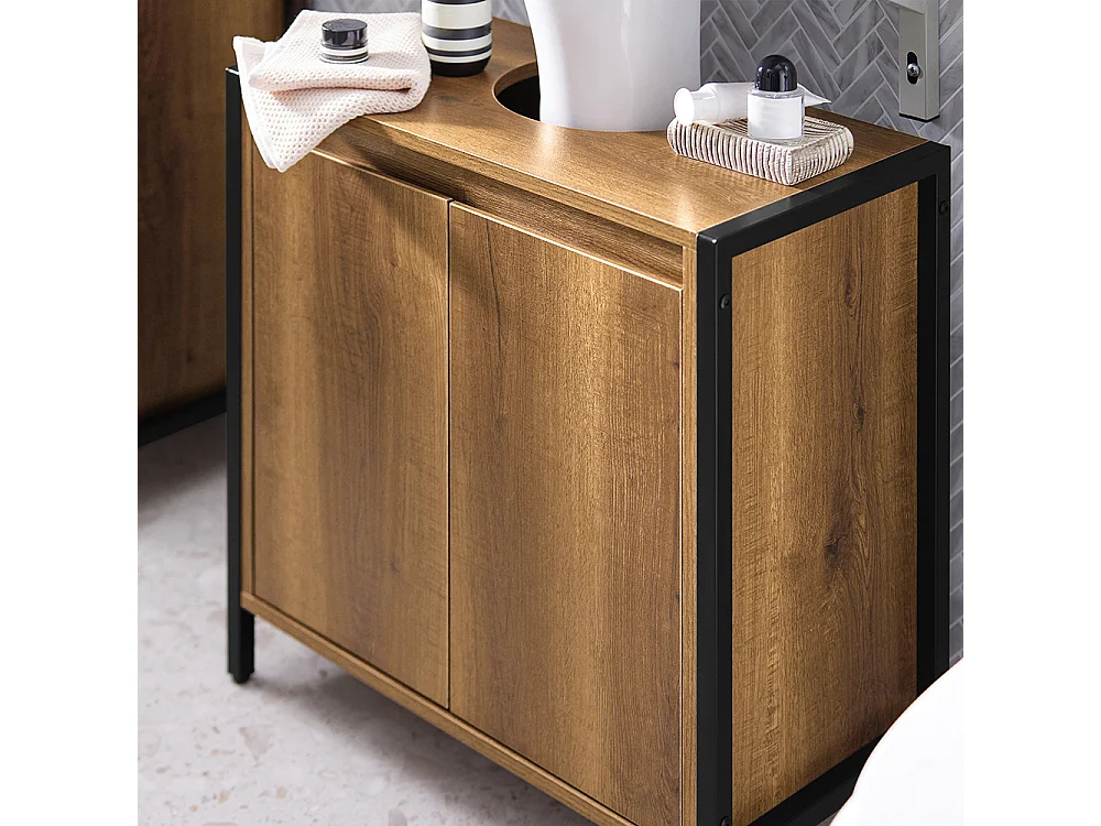 Mueble para Debajo del Lavabo Armario de Baño de Suelo 1 Estante y 2 Puertas 60 x 30 x 60 cm  BZR63-II-PF SoBuy ES