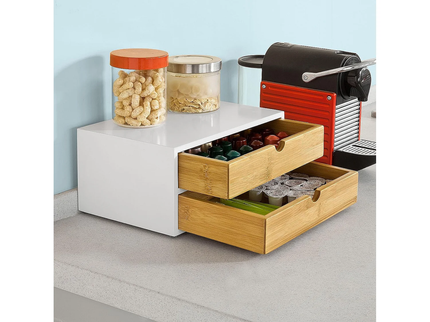 Boîte De Rangement À 2 Tiroirs Porte-capsules Nespresso Distributeur Boîte À Capsules, Frg180-wn