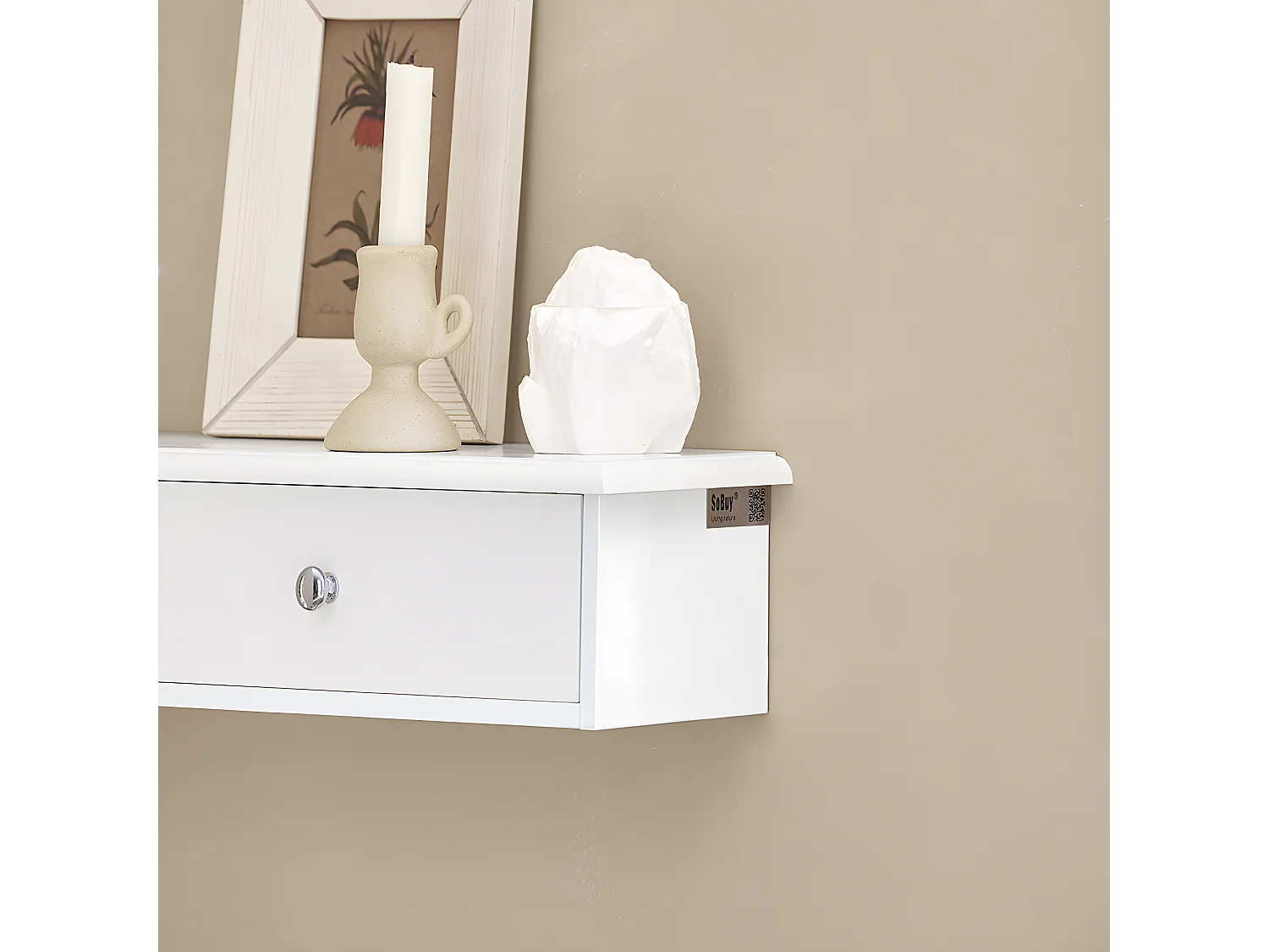 Meuble D’entrée De Rangement Étagère Murale 2 Tiroirs Armoire À Clés 63,5x13,5x10 cm, Frg43-w