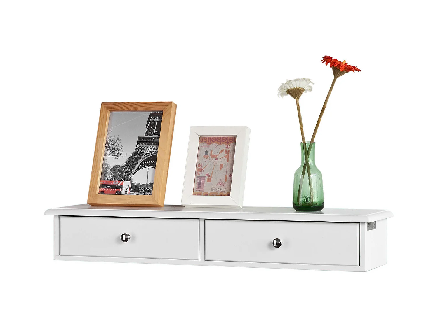 SoBuy FRG43-W Wandplank Wandrek Met 2 lades Wit