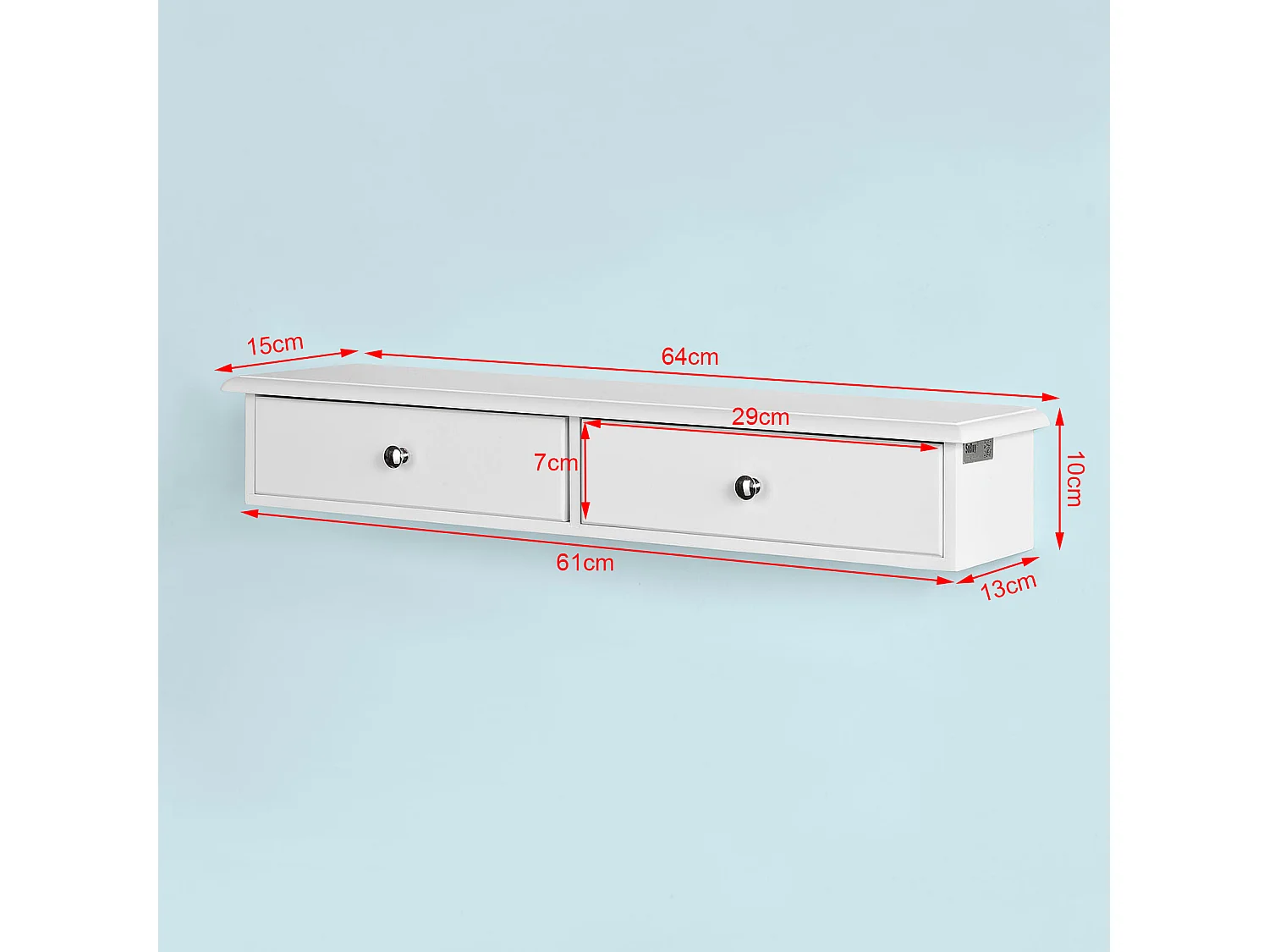 SoBuy FRG43-W Wandplank Wandrek Met 2 lades Wit