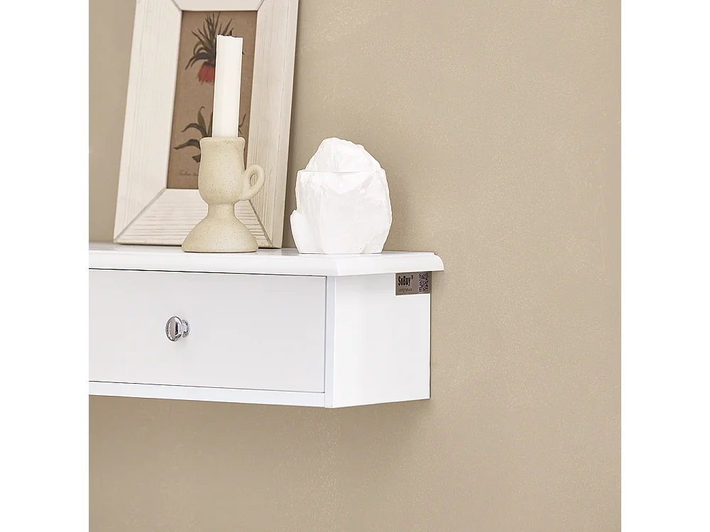 SoBuy FRG43-W Wandplank Wandrek Met 2 lades Wit