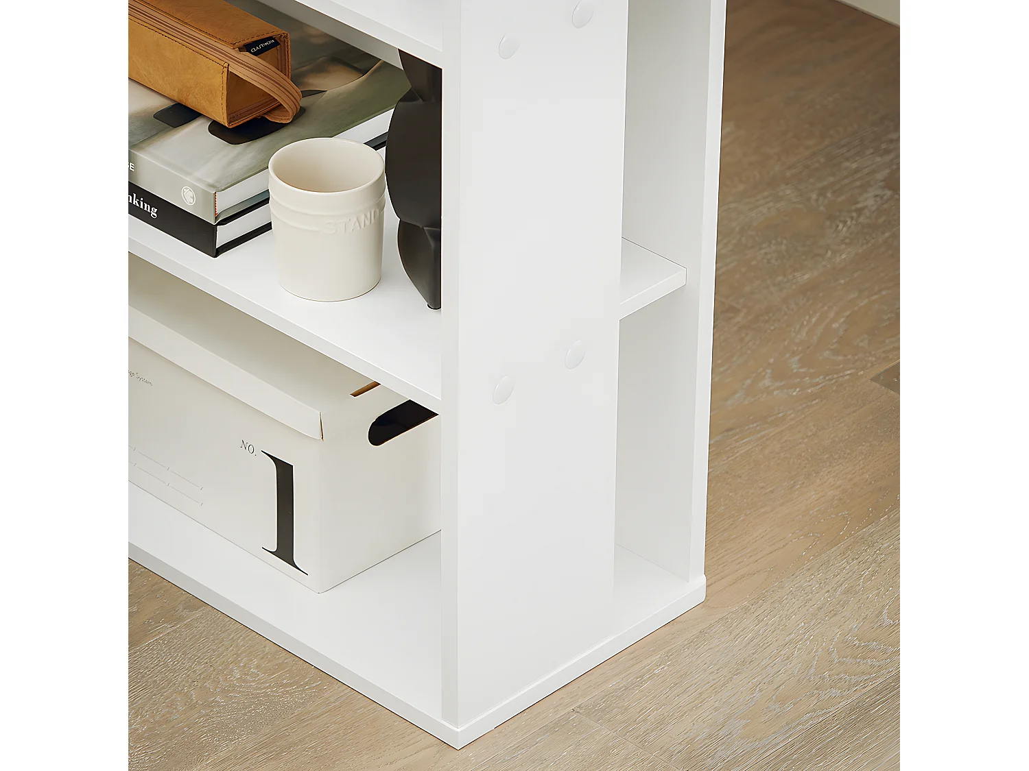 Table Bureau Informatique Plan De Travail Avec 3 Étagères Et 1 Tiroir, Blanc, Fwt35-w