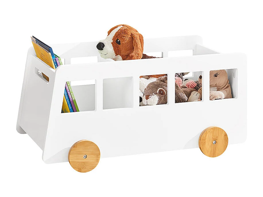 Chariot Bibliothèque Pour Enfants, Coffre À Roulettes, Organisateur Pour Jouets Et Livres, Kmb41-w