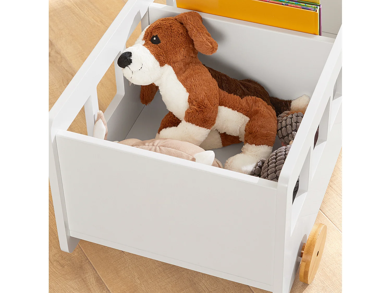 Chariot Bibliothèque Pour Enfants, Coffre À Roulettes, Organisateur Pour Jouets Et Livres, Kmb41-w