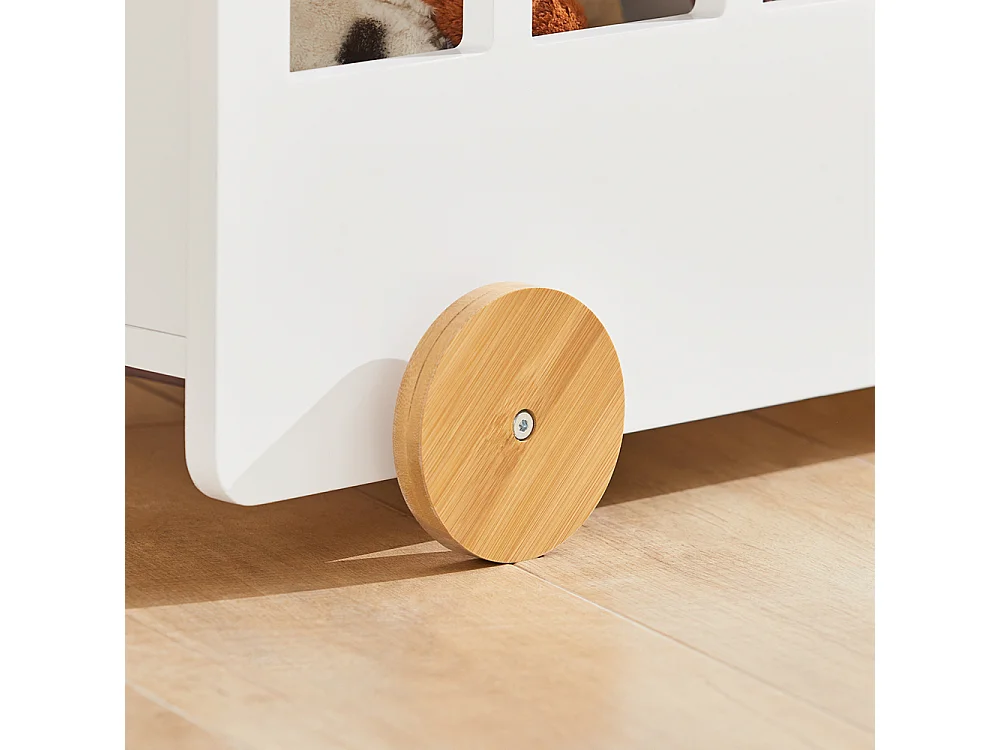 Chariot Bibliothèque Pour Enfants, Coffre À Roulettes, Organisateur Pour Jouets Et Livres, Kmb41-w