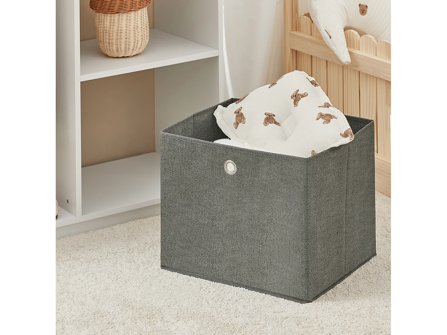 SoBuy KMB40-W Kinderkledingkast, Kinderslaapkamer Kledingrek, Kinderkledingrek, Kledingroedes, Kapstok, Kledingkasten met 3 Planken, 1 Mand en 3 Haken