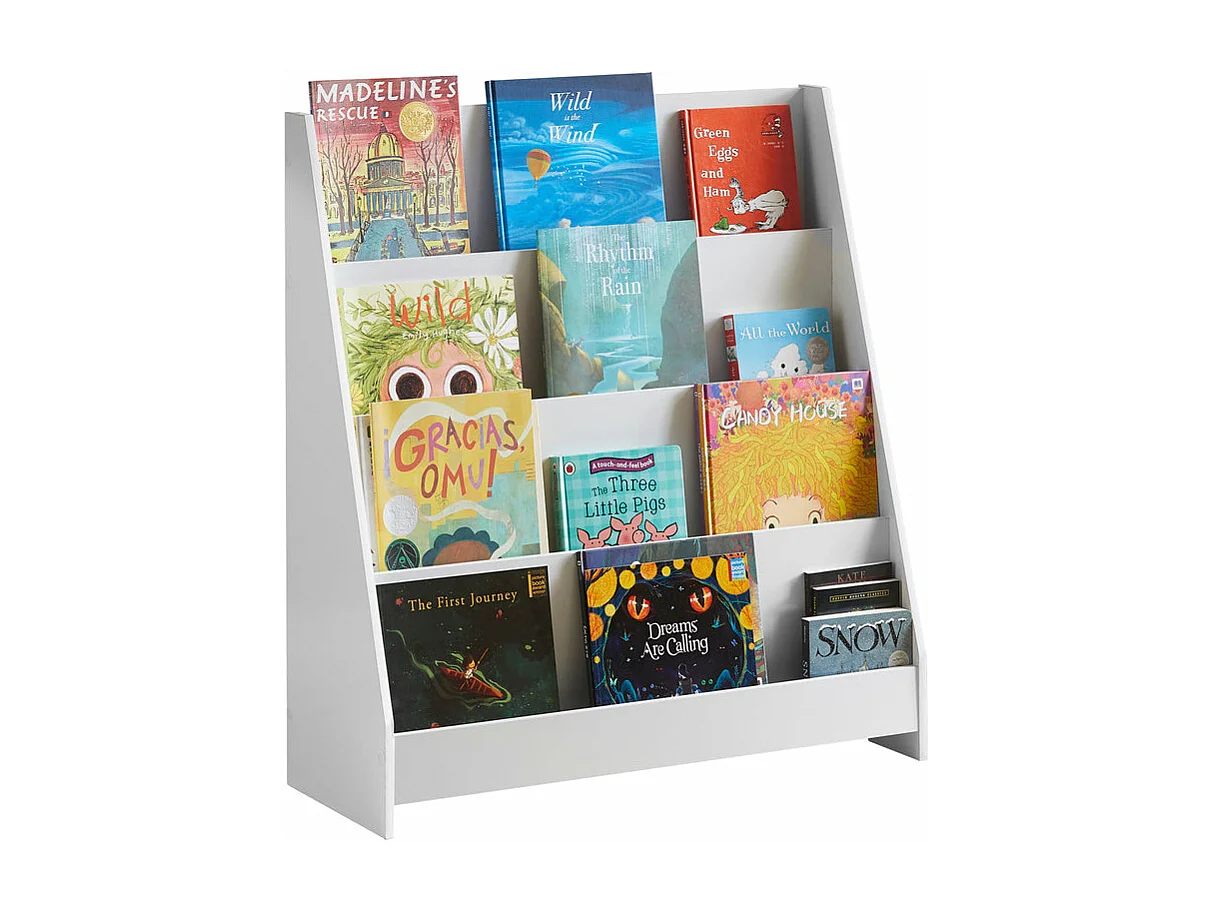 Étagère À Livres Pour Enfants Avec 4 Compartiments De Rangement Blanc, Kmb32-w