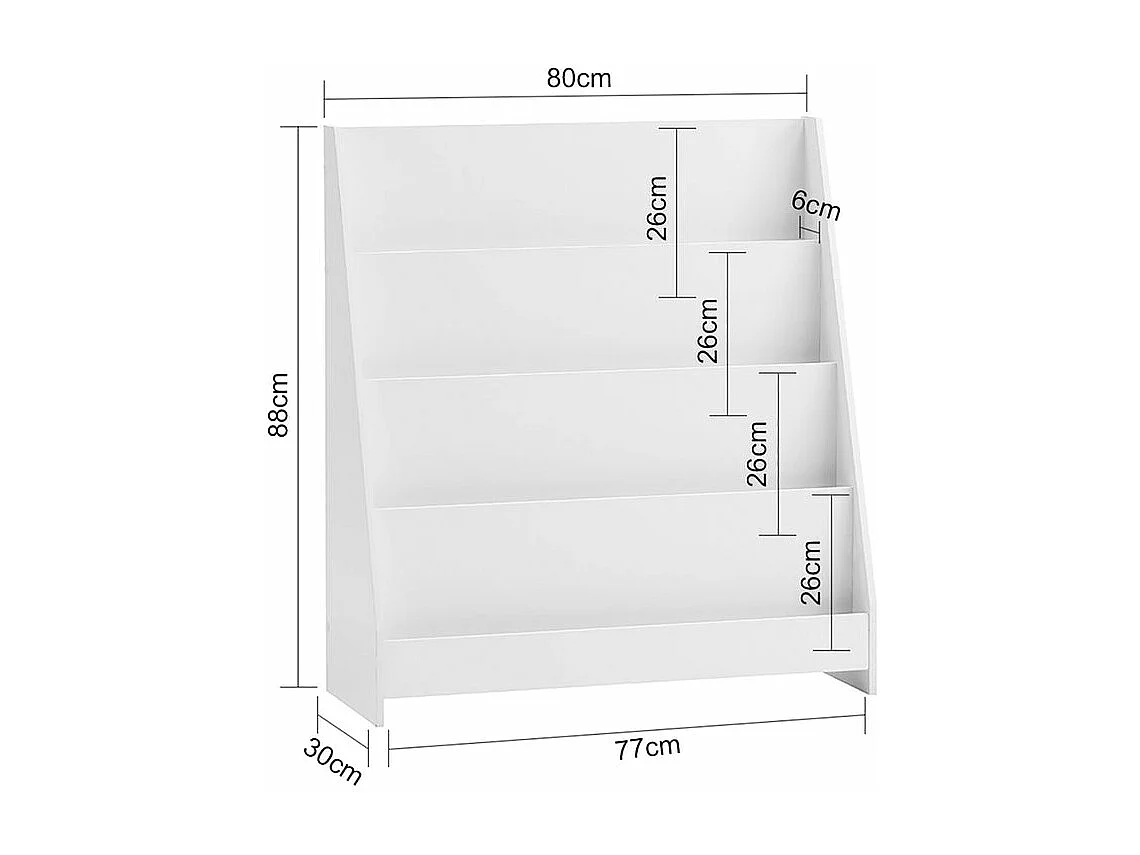 Étagère À Livres Pour Enfants Avec 4 Compartiments De Rangement Blanc, Kmb32-w