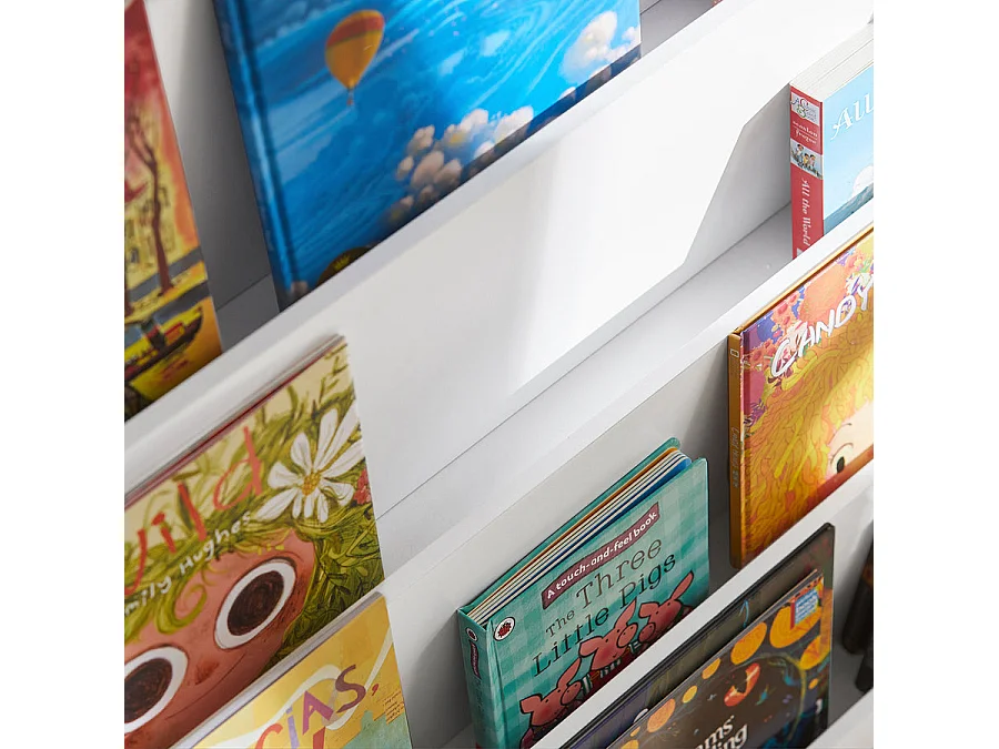 Étagère À Livres Pour Enfants Avec 4 Compartiments De Rangement Blanc, Kmb32-w