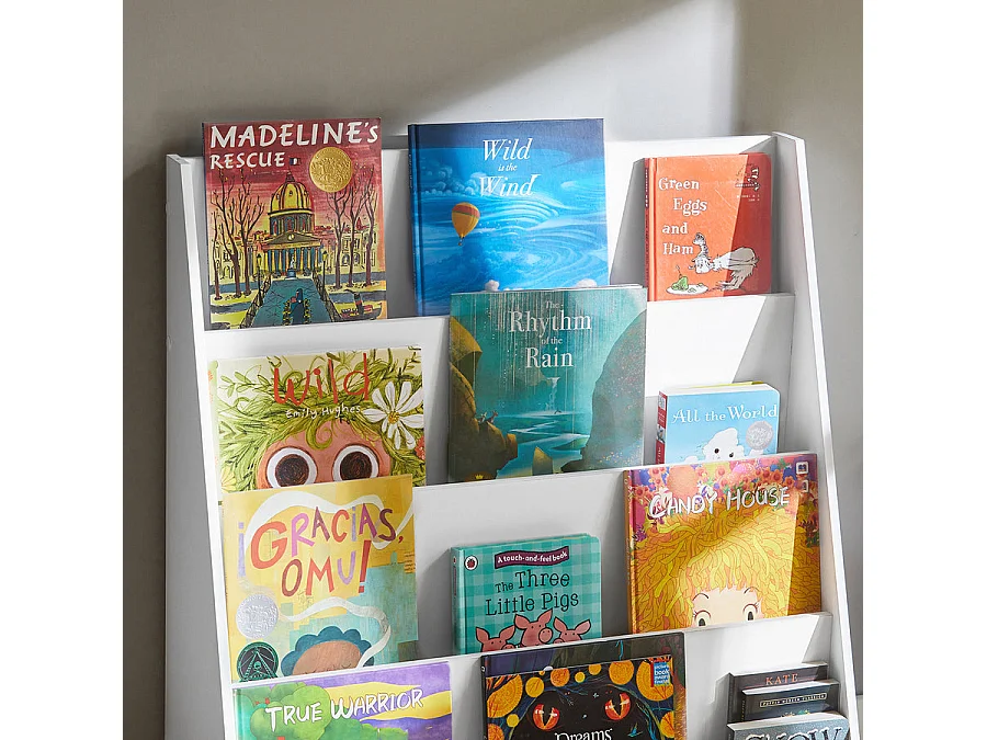 Étagère À Livres Pour Enfants Avec 4 Compartiments De Rangement Blanc, Kmb32-w