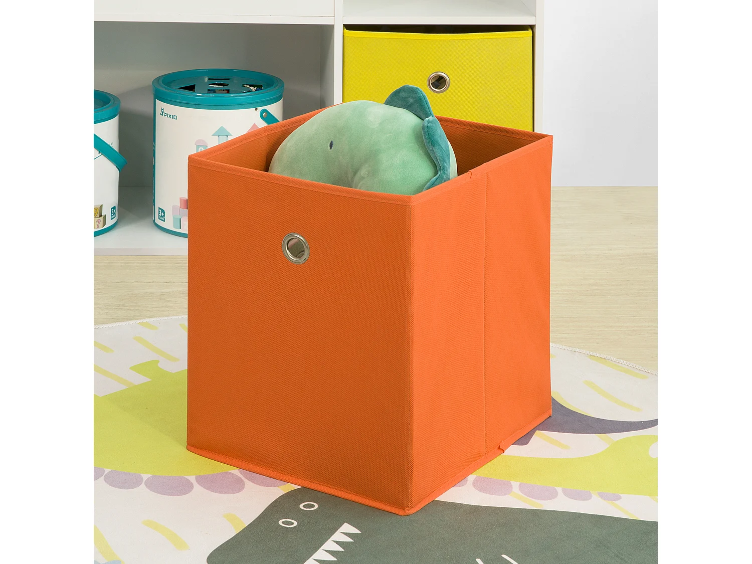 SoBuy KMB37-W Opbergplank voor kinderboeken en speelgoed Boekenkast met 2 manden