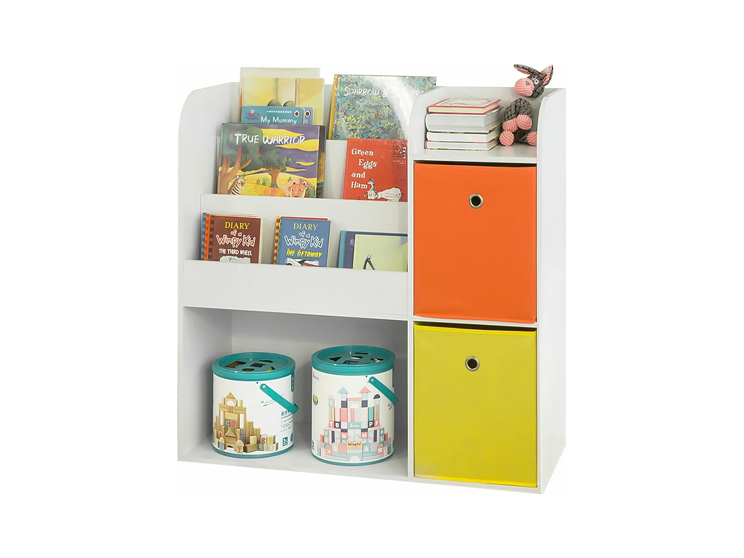 Étagère De Rangement Pour Livres Et Jouets Enfant Bibliothèque Avec 2 Paniers, Kmb37-w