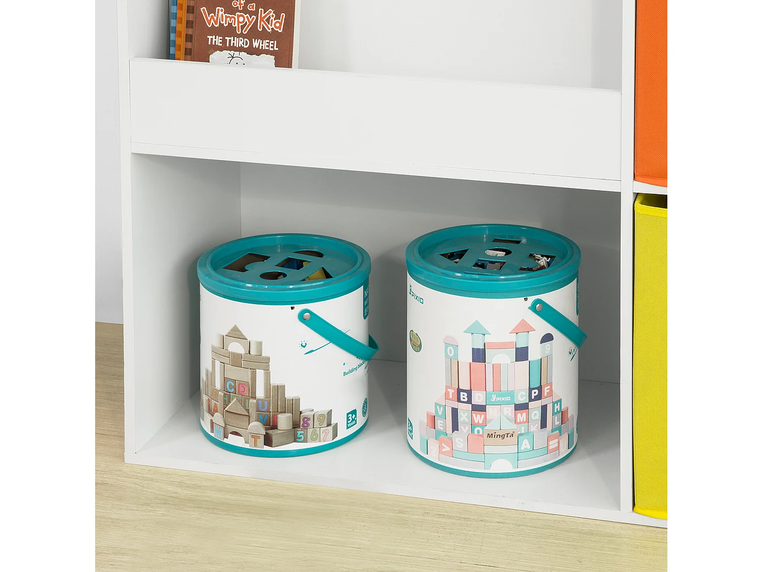 Étagère De Rangement Pour Livres Et Jouets Enfant Bibliothèque Avec 2 Paniers, Kmb37-w