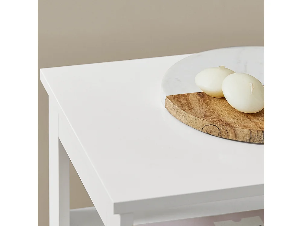 Table D’appoint Haute Bout De Canapé Étagère De Rangement N 3 Niveaux Avec 1 Tiroir, Fbt91-w