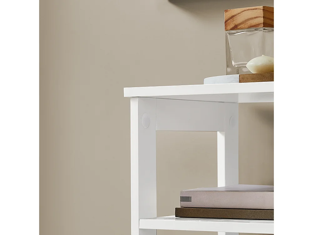 Table D’appoint Haute Bout De Canapé Étagère De Rangement N 3 Niveaux Avec 1 Tiroir, Fbt91-w