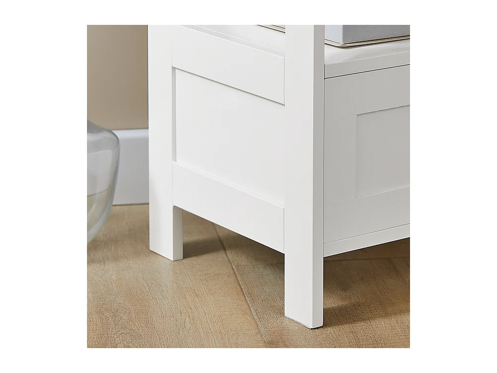 Table D’appoint Haute Bout De Canapé Étagère De Rangement N 3 Niveaux Avec 1 Tiroir, Fbt91-w