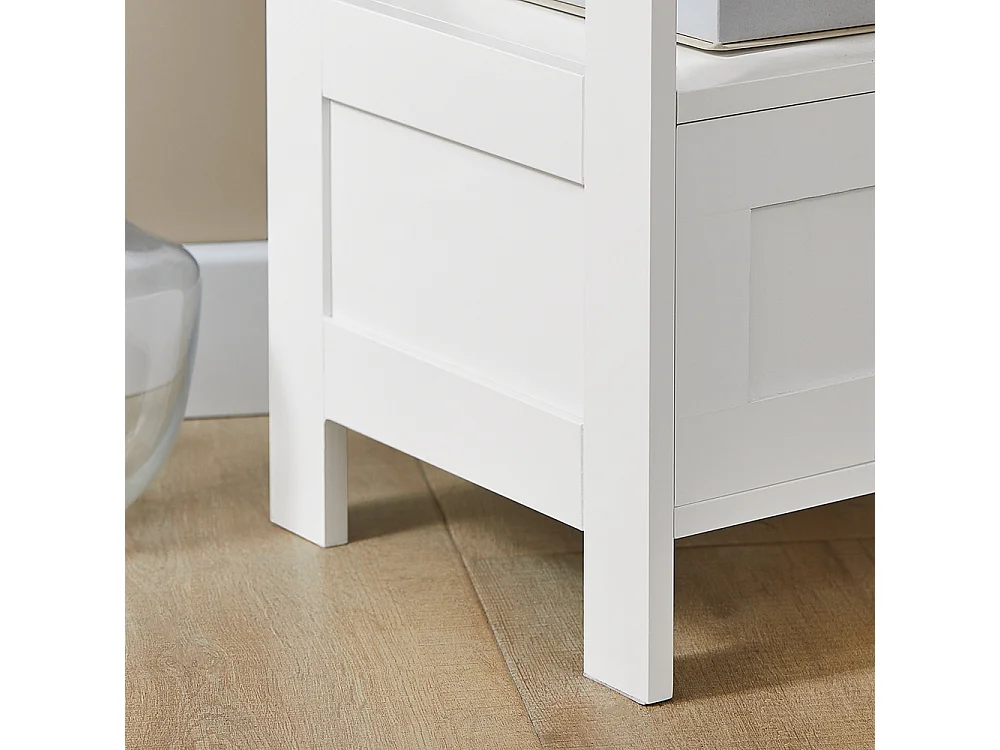 Table D’appoint Haute Bout De Canapé Étagère De Rangement N 3 Niveaux Avec 1 Tiroir, Fbt91-w