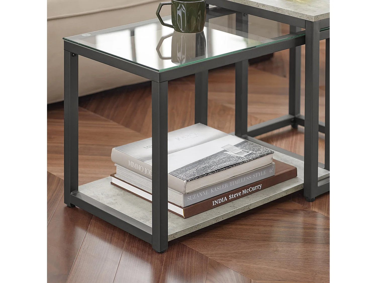 Lot De 2 Tables Basses Gigognes Tables De Salon Set De 2 Tables D'appoint Empilables Gris, Fbt35-hg