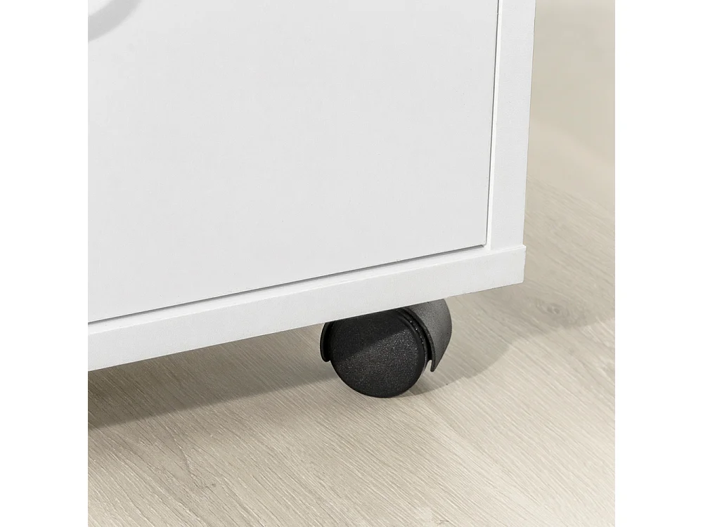 SoBuy FBT106-W Ondersteuning Imprimante Roulant Bureau Mobile Caisson Meuble de Rangement Bureau avec tiroir et porte
