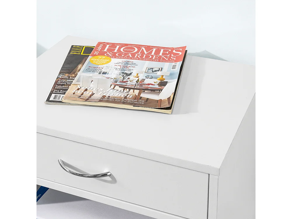 Support Imprimante Roulant Bureau Mobile Caisson Avec Tiroir Et Porte Blanc, Fbt106-w