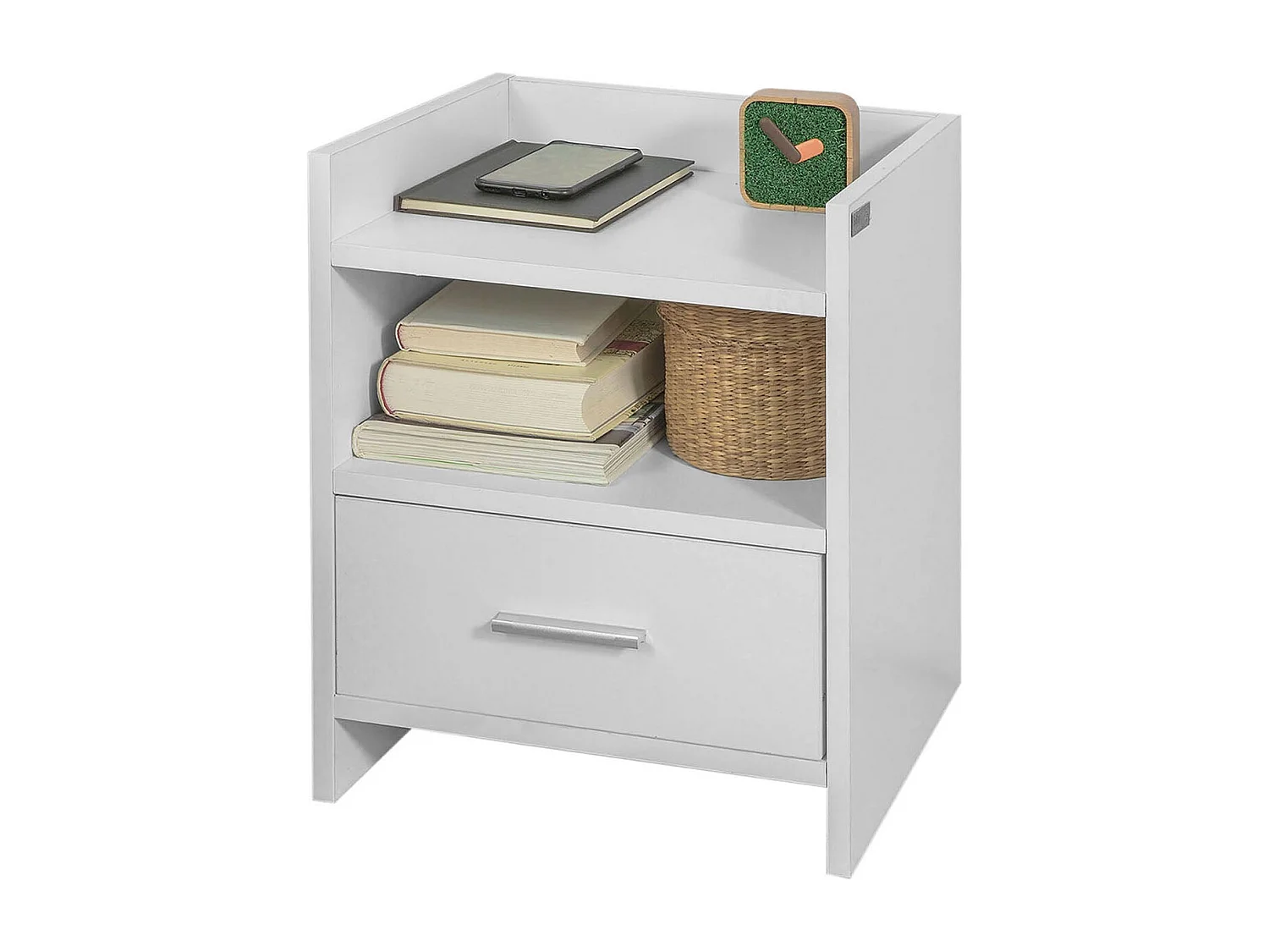 SoBuy FBT66-W Nachtkastje Bijzettafel Veelzijdig Salontafel Bijzettafelmet 1 lade en 2 planken