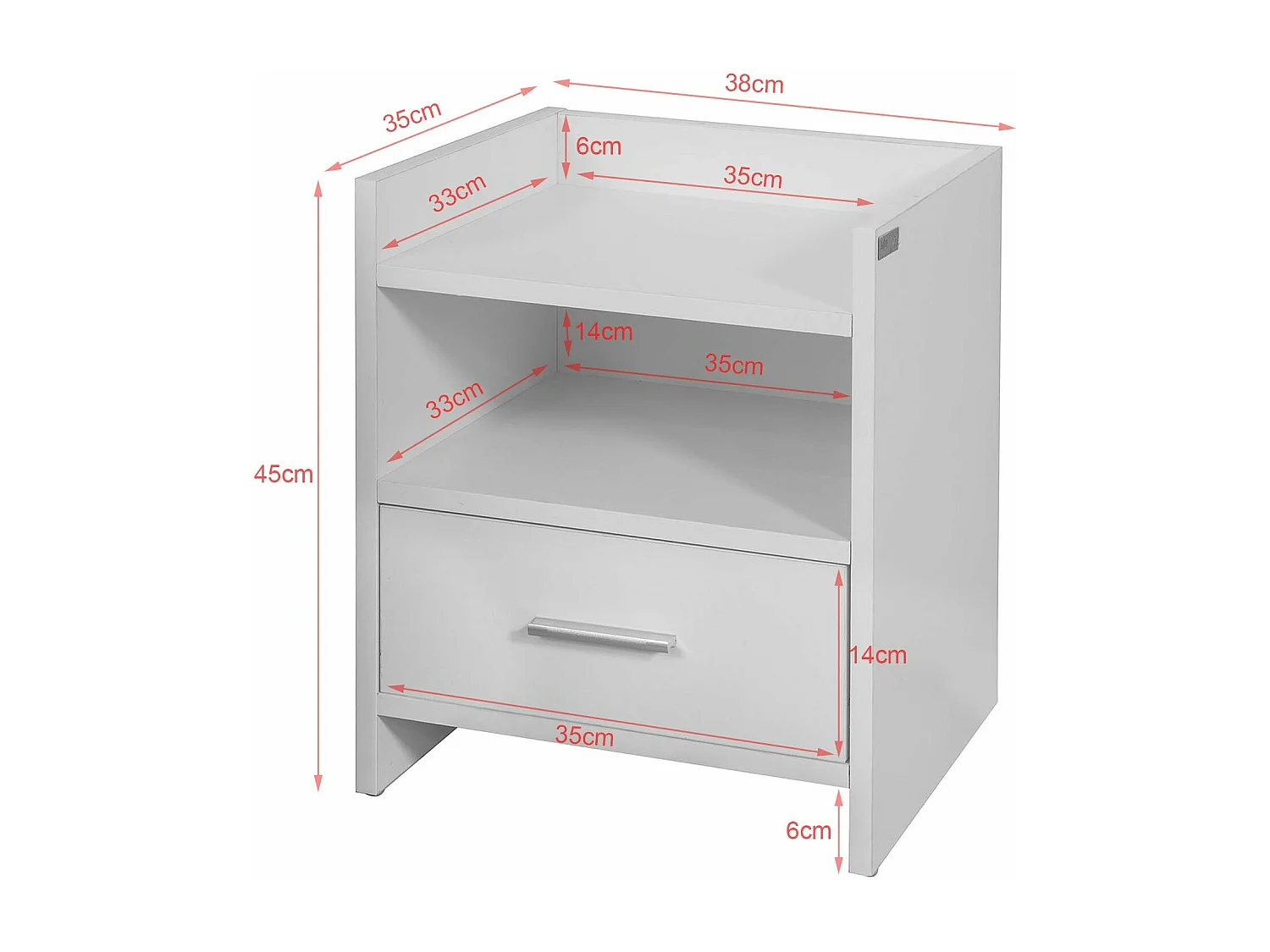 SoBuy FBT66-W Nachtkastje Bijzettafel Veelzijdig Salontafel Bijzettafelmet 1 lade en 2 planken