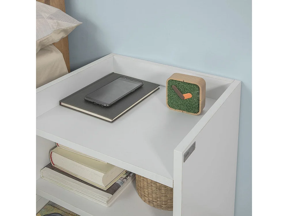 SoBuy FBT66-W Nachtkastje Bijzettafel Veelzijdig Salontafel Bijzettafelmet 1 lade en 2 planken