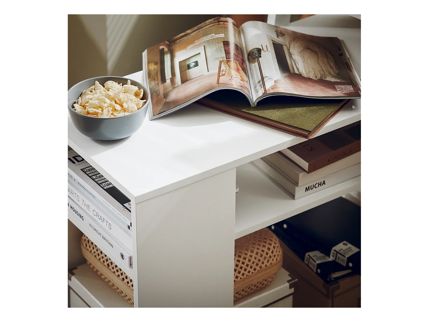 Mesa Auxiliar con 2 Estantes, Consola,Mesita de Noche con Ruedas FBT34-W SoBuy ES