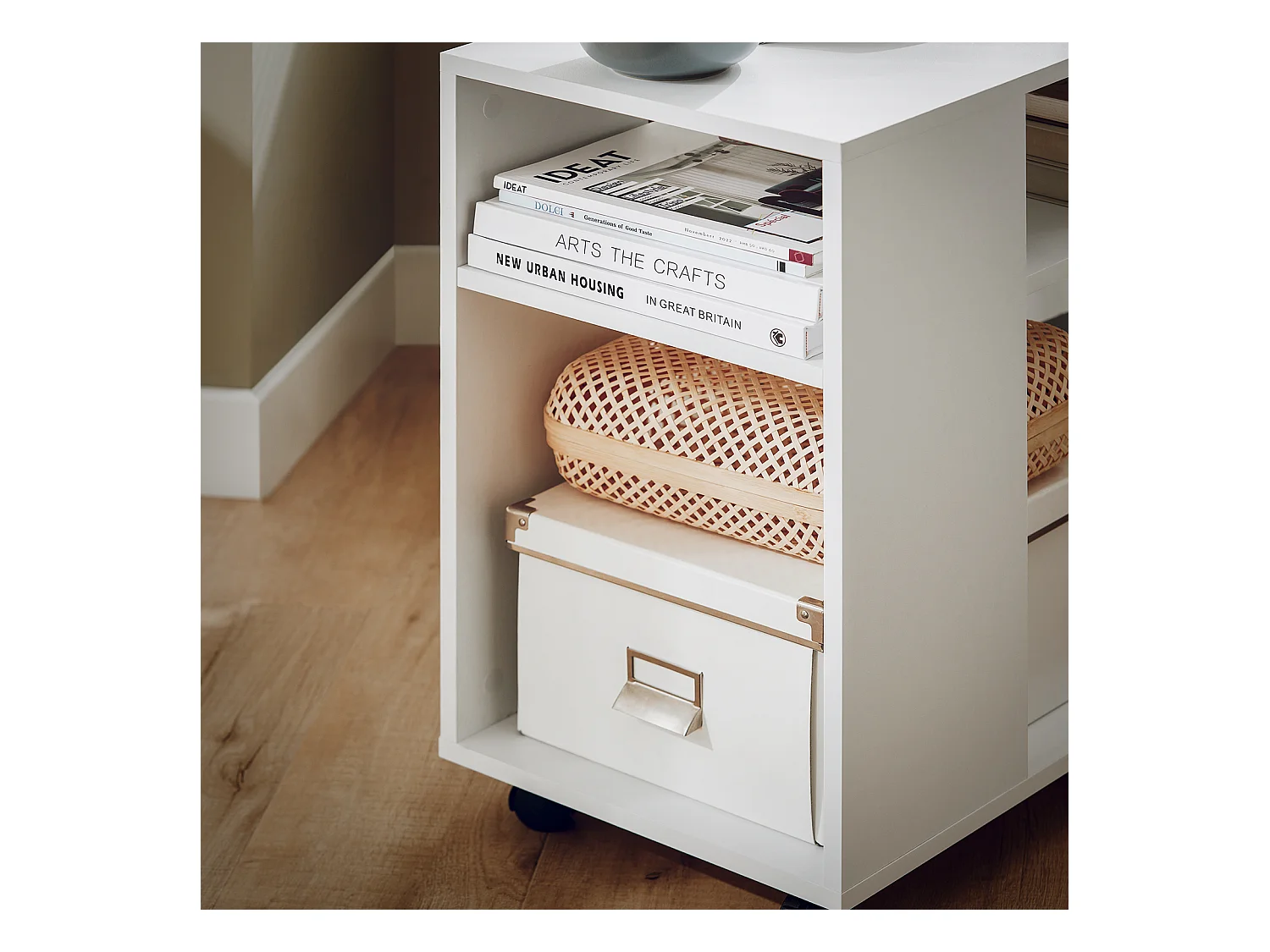 Mesa Auxiliar con 2 Estantes, Consola,Mesita de Noche con Ruedas FBT34-W SoBuy ES