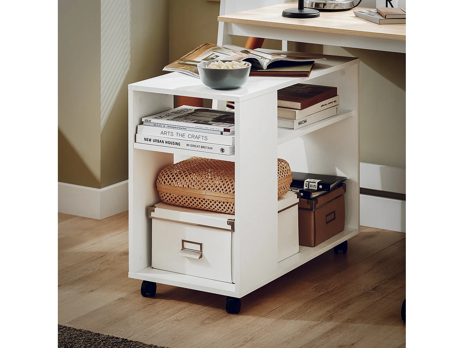SoBuy armário baixo, Armário com rodas, armário multifuncional FBT34-W