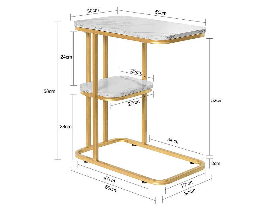 Table D’appoint Moderne Bout De Canapé À Café Table Basse Table De Chevet Effet, Fbt110-g