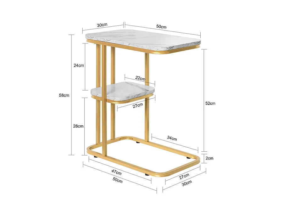 Table D’appoint Moderne Bout De Canapé À Café Table Basse Table De Chevet Effet, Fbt110-g