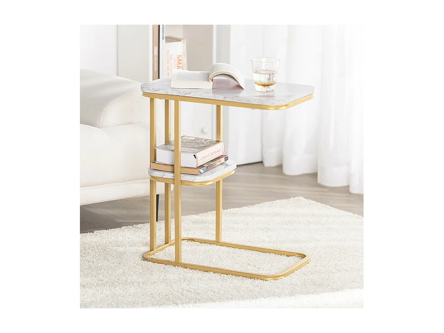 Table D’appoint Moderne Bout De Canapé À Café Table Basse Table De Chevet Effet, Fbt110-g