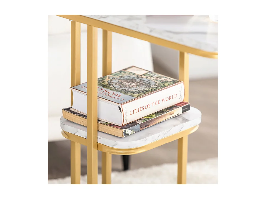 Table D’appoint Moderne Bout De Canapé À Café Table Basse Table De Chevet Effet, Fbt110-g