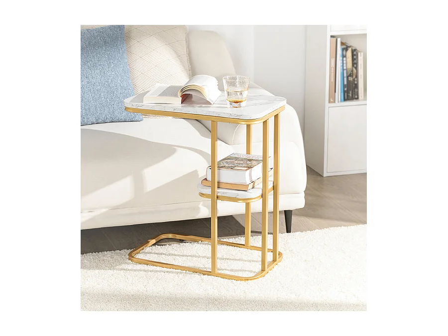 Table D’appoint Moderne Bout De Canapé À Café Table Basse Table De Chevet Effet, Fbt110-g